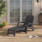 Outdoor Folding Lounge Chair Recliner With Wheels | Black