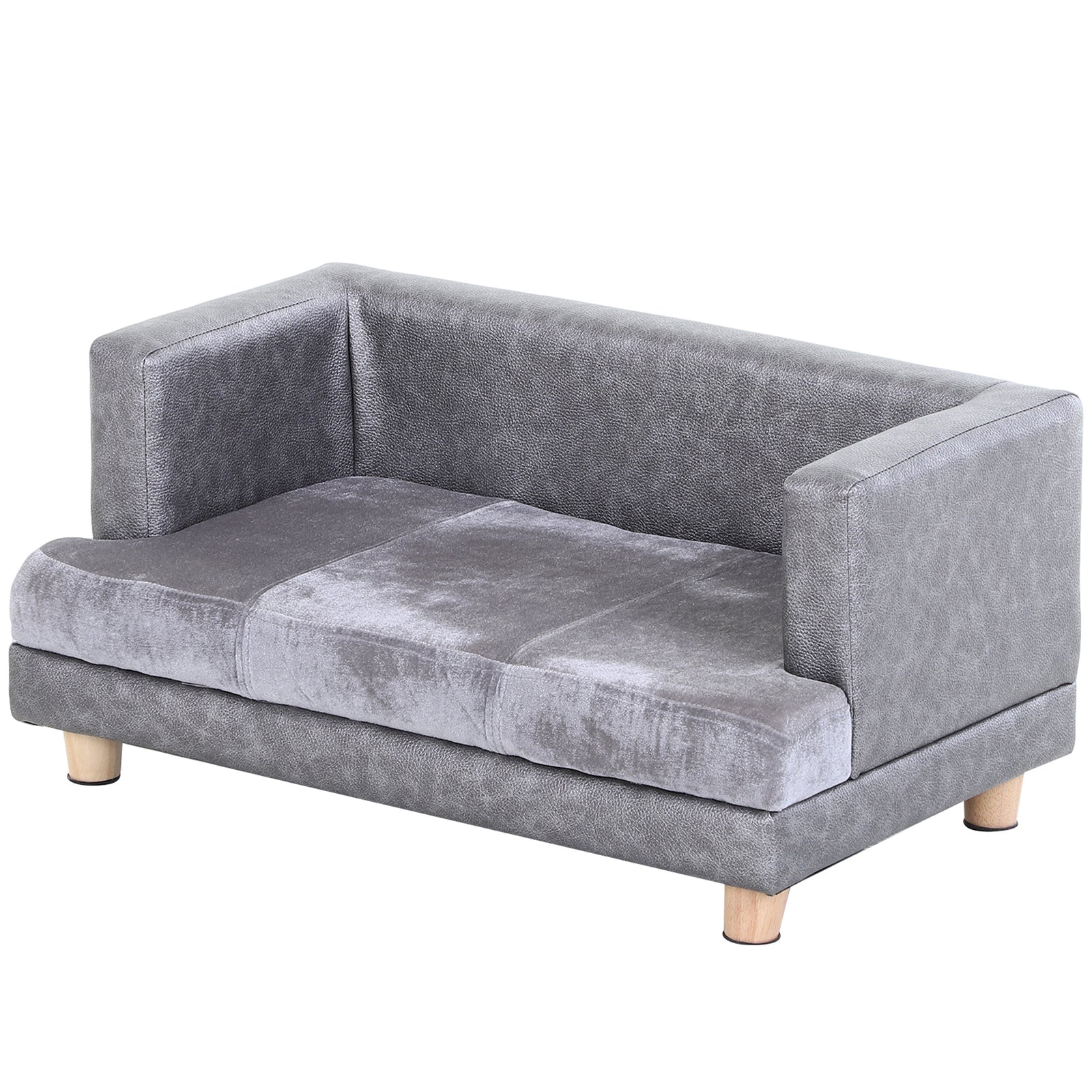 Dog Sofa Pet Lounge Bed W/ Anti-slip Legs For Small-sized Dogs - Grey