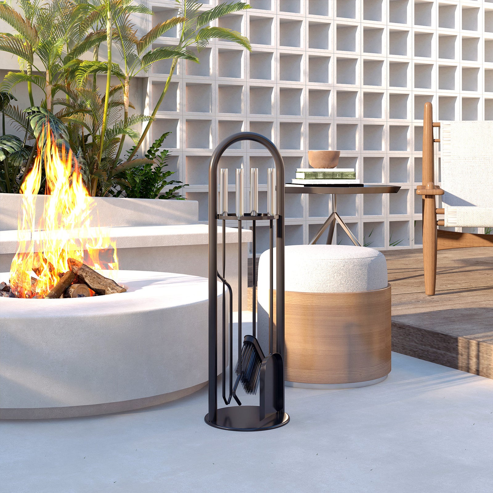 Outsunny 5 Pcs Fireplace Companion Set, Metal Fireside Companion Set