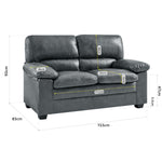 Oxford Faux Leather Sofa 2 Seater | Dark Grey