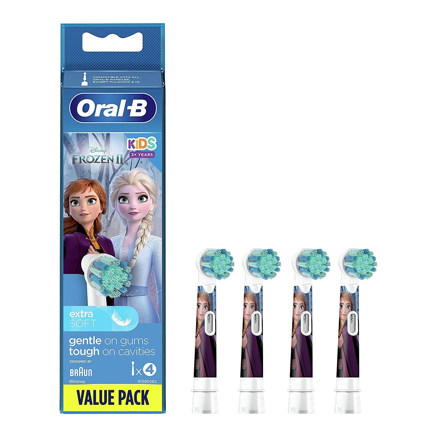 Kids Replacement Toothbrush Heads Disney Frozen 3+ Years, Pack Of 4