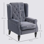 Accent Armchair Home Furniture Retro Tufted Club Fabric | Charcoal Grey