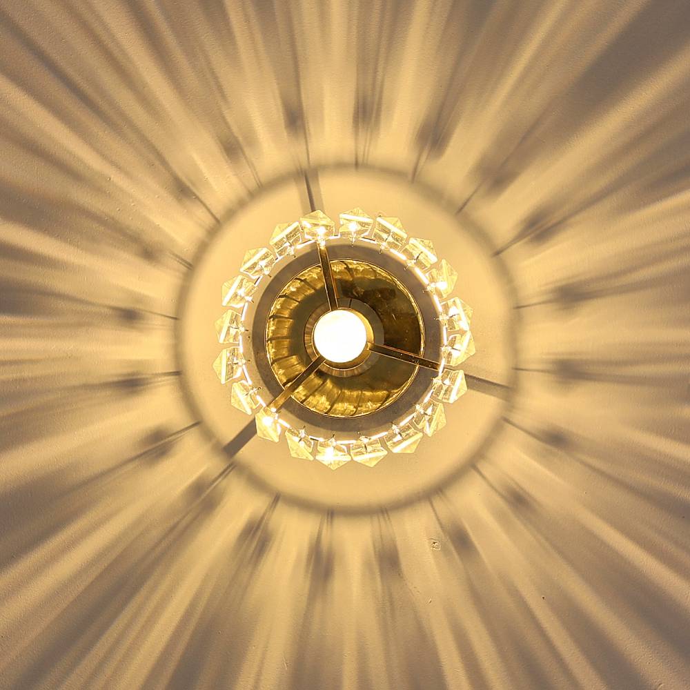 Modern Gold Crystal Ceiling Light 25cm Diameter, 29cm Height, Single Head Round Chandelier