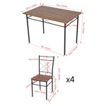 5-piece Dining Table Set With 4 Chairs, Oak Wood Grain Mdf Top & Black Metal Frame