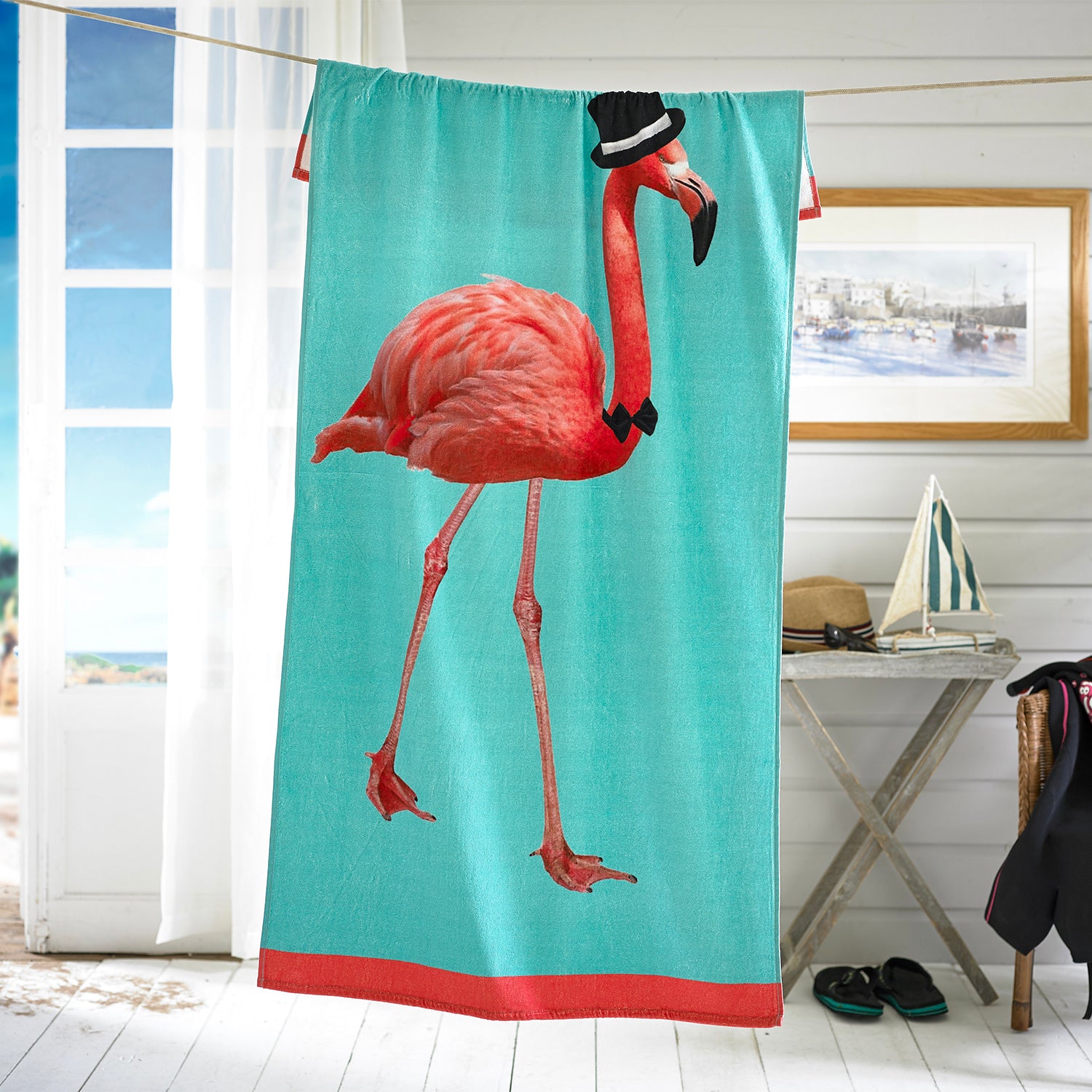 Flamingo Printed Velour 75x150cm Cotton Beach Towels