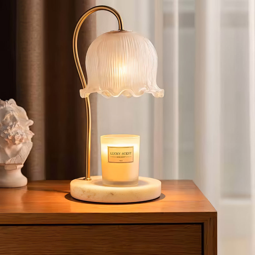 Breeins Flower-shaped Glass Bedside Lamp Candle Warmer