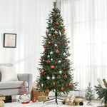 5/6/7ft Pencil Shape Christmas Tree, Berries | 7ft | Green