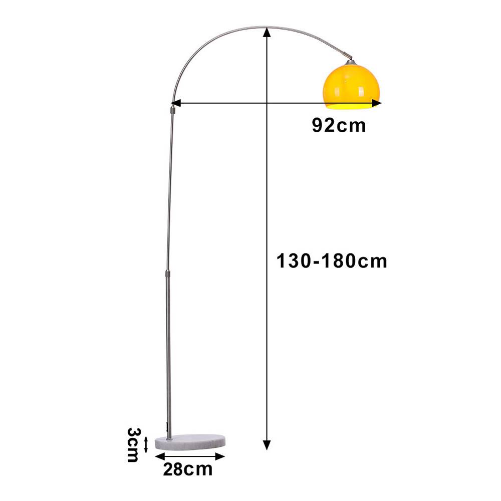 Modern Arched Floor Lamp With Marble Base | Orange