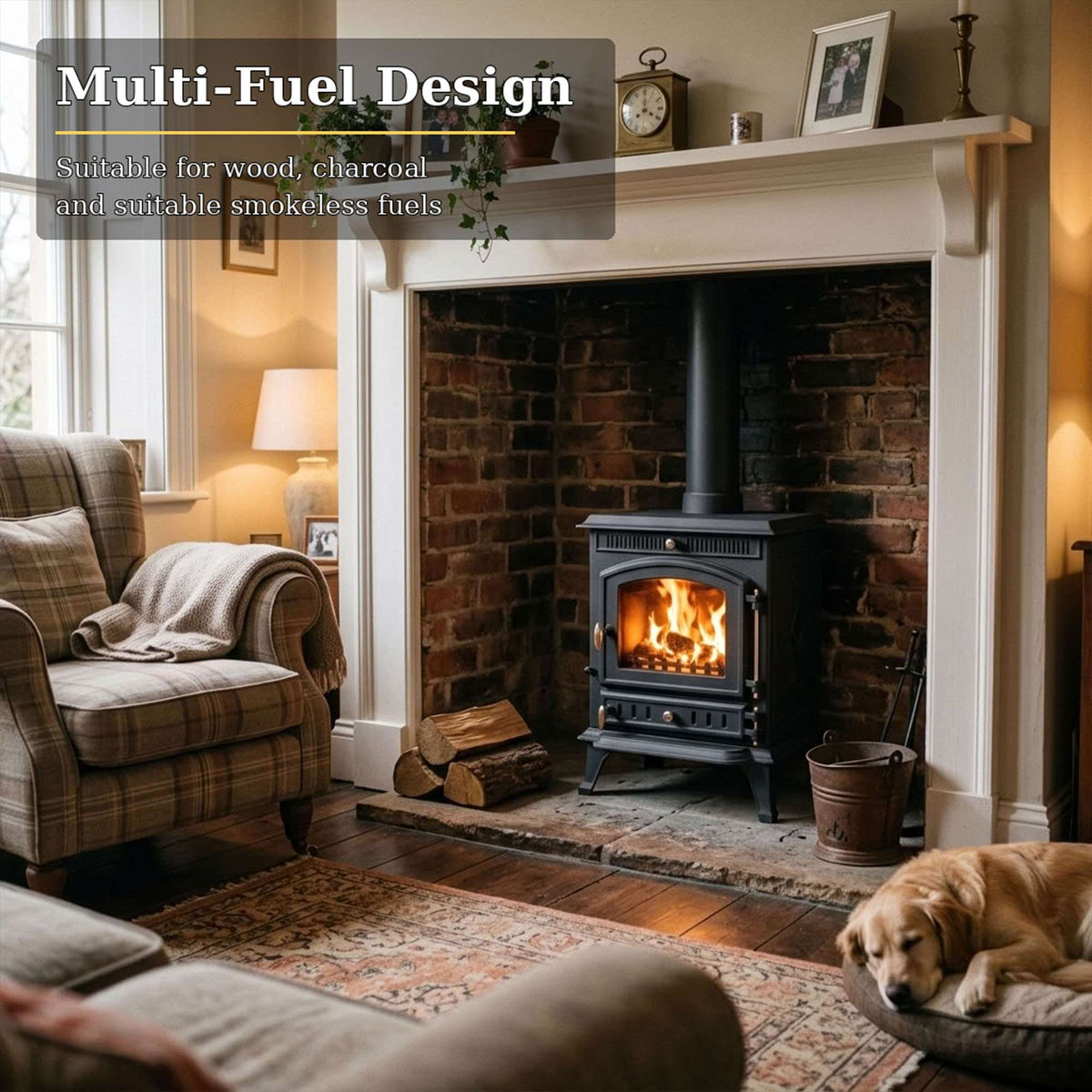 7kw Cast Iron Wood And Charcoal Burning Stove Multi-fuel Fireplace Ja010