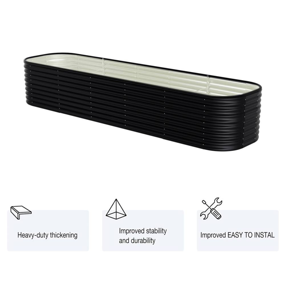 240cm/320cm Large Oval Galvanized Raised Garden Bed Rust-resistant Metal Planter Box | Large | Anthracite