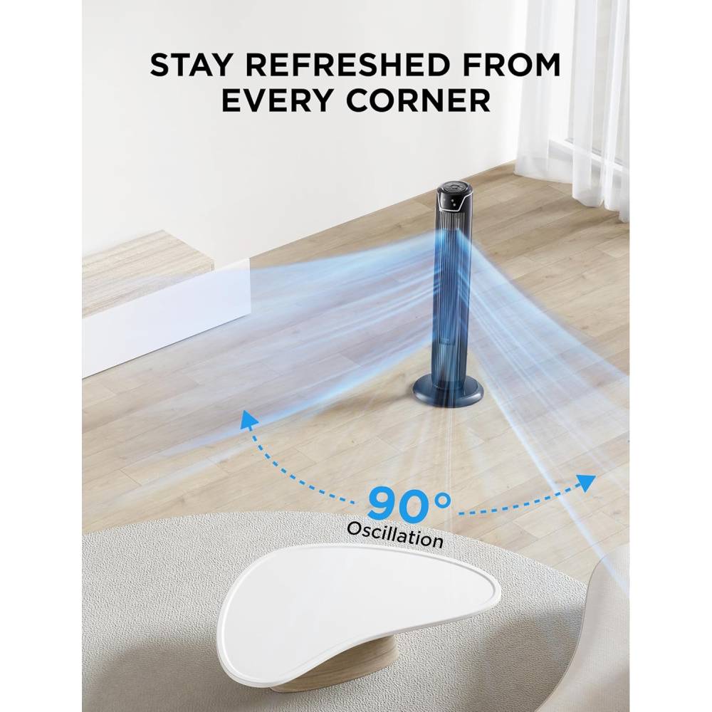 45W Quiet Tower Fan with Remote Control, Portable Fan, Oscillating Cooling Fan for Bedroom, Living Room