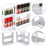 2 Tiers Rotating Jars Spice Rack Kitchen Storage Holder Shelf Cabinet Organizer