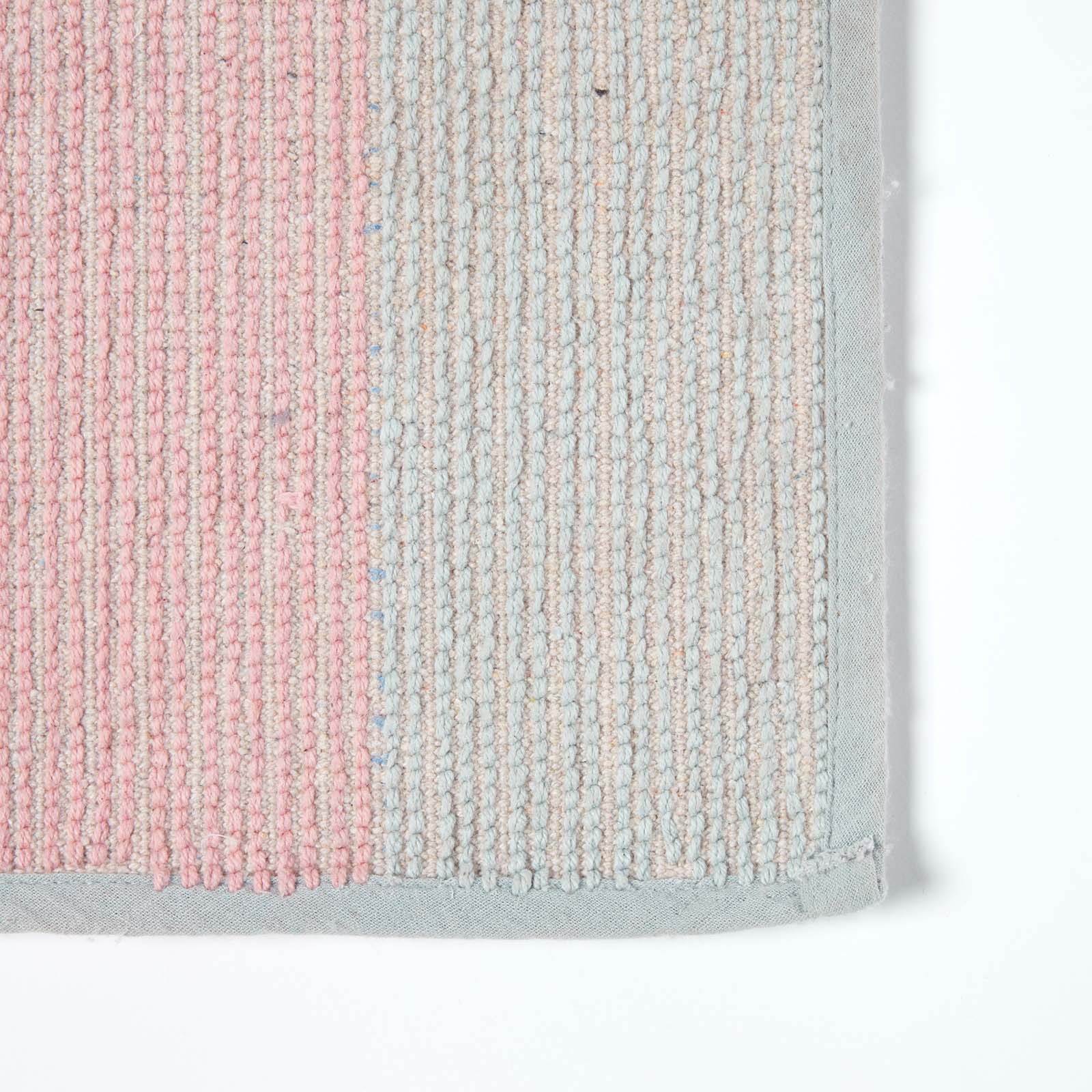 Pink And Grey Striped Cotton Bath Mat