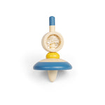 Wooden Pull String Spinning Tops - Orange and Blue