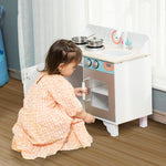 Kids Wooden Kitchen Pretend Playset W/ Sink Faucet For 3-6 Yrs