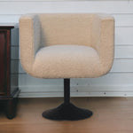 Solid Mango Wood Cream Boucle Swivel Chair