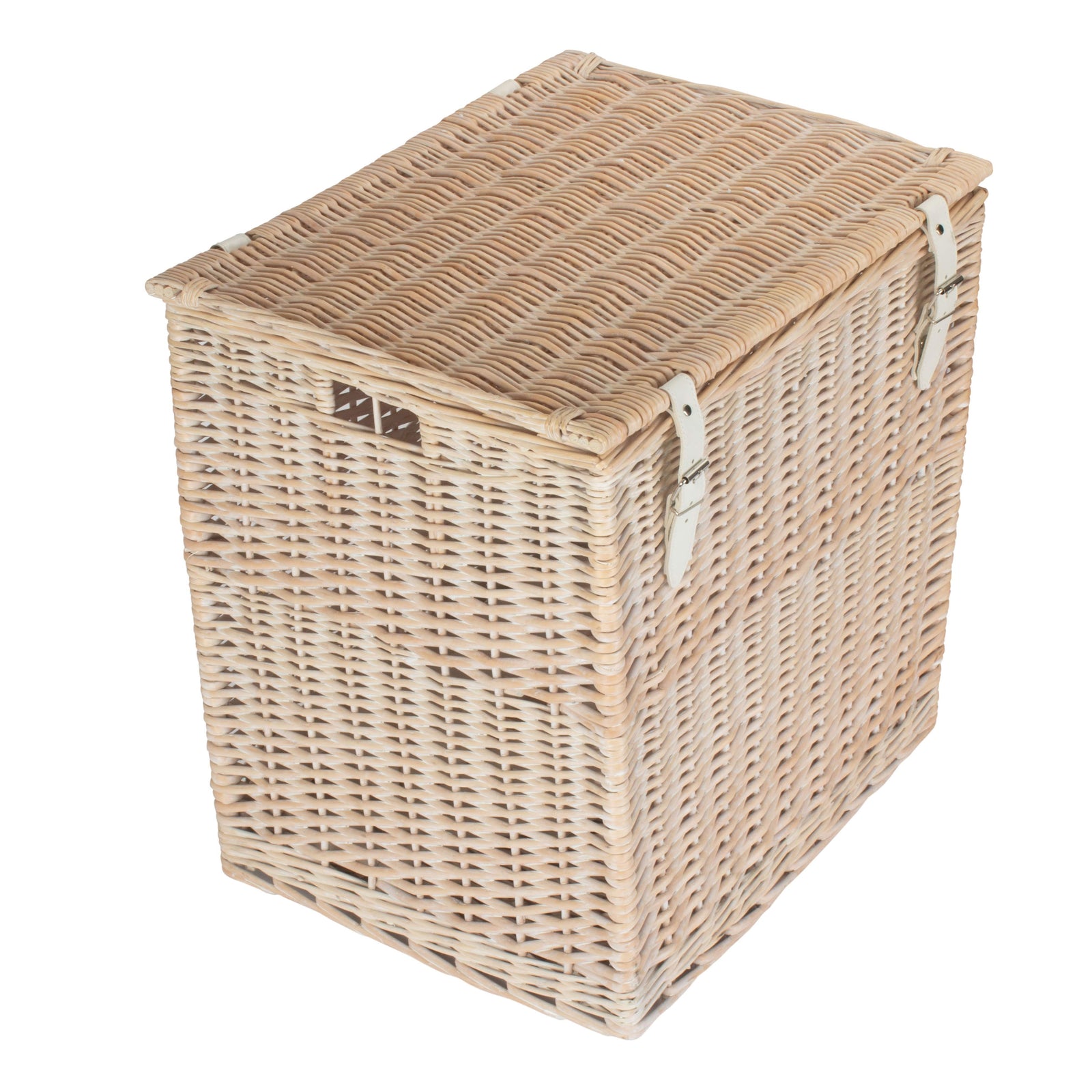 Wicker White Wash Vintner Storage Picnic Basket | Large | White