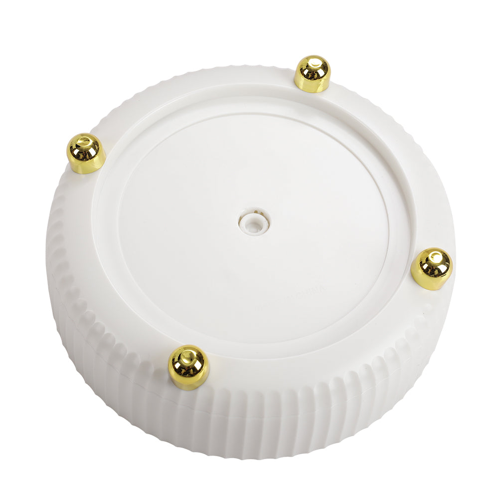 Rotating Round Spice Storage Rack Tray Turntable Kitchen Organizer | Large | Pearl White