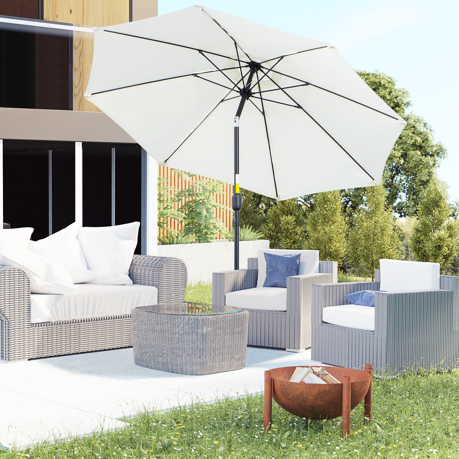 2.7m Parasol With Tilt And Crank | White