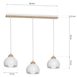 Dama White Pendant Light 3xe27 Hand Made Scandi Style Hanging Ceiling Lamp Enhanced By Natural Wood Detail