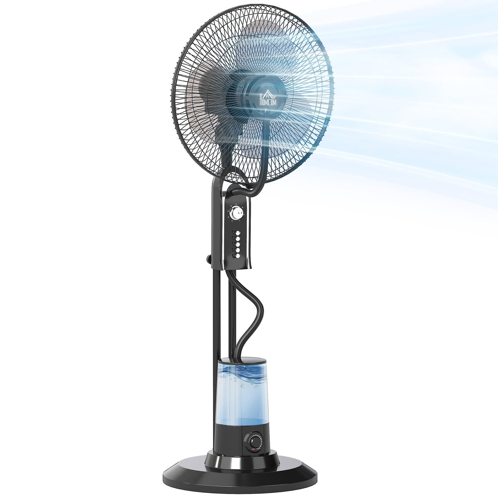 Spray Misting Fan, Pedestal Fan W/ Oscillation, Tilt