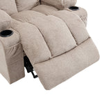 Oatmeal Electric Recliner Chair, Chenille Fabric, Heat & Massage, Cup Holders & Side Pockets