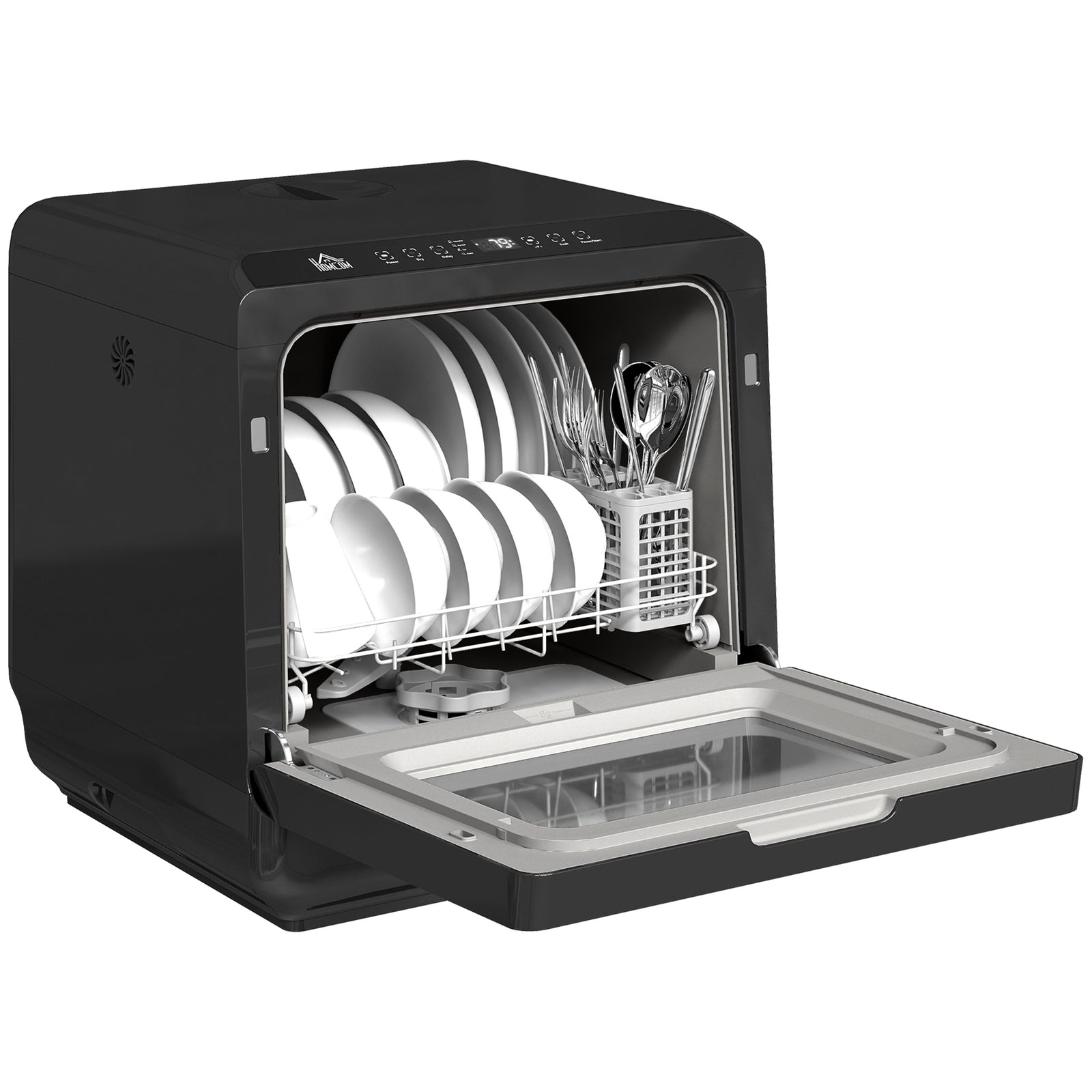 Worktop Dishwasher W/ 4 Place Settings 6 Programs, Black