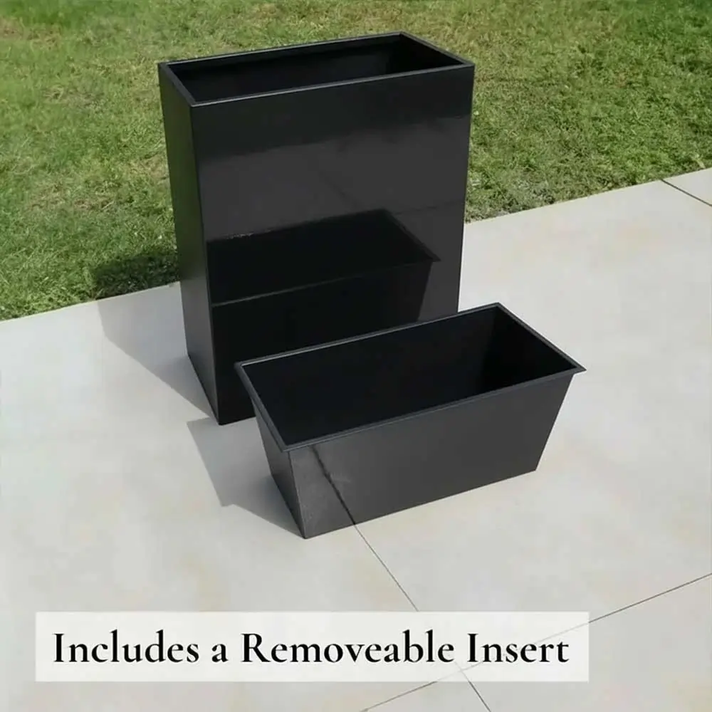 Long Zinc Galvanised Tall Trough Planter | 75cm x 25cm x 90cm | Black Gloss