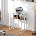 63 Cm Foldable Computer Desk On Wheels For Small Spaces | White
