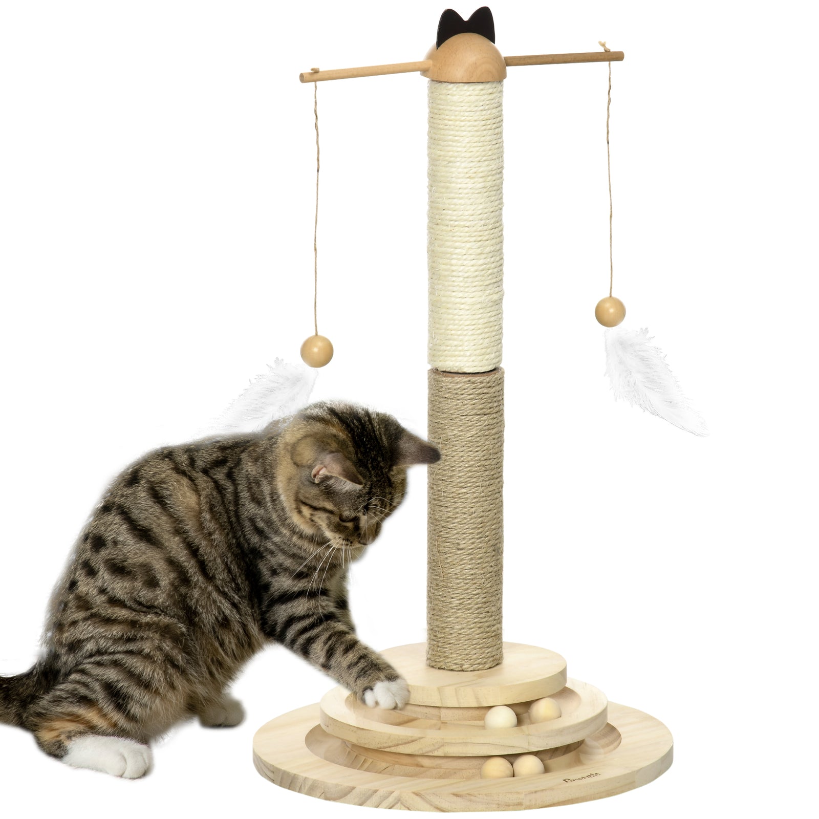 Cat Tower W/ Turntable Toy Ball, Jute And Sisal Scratching Post