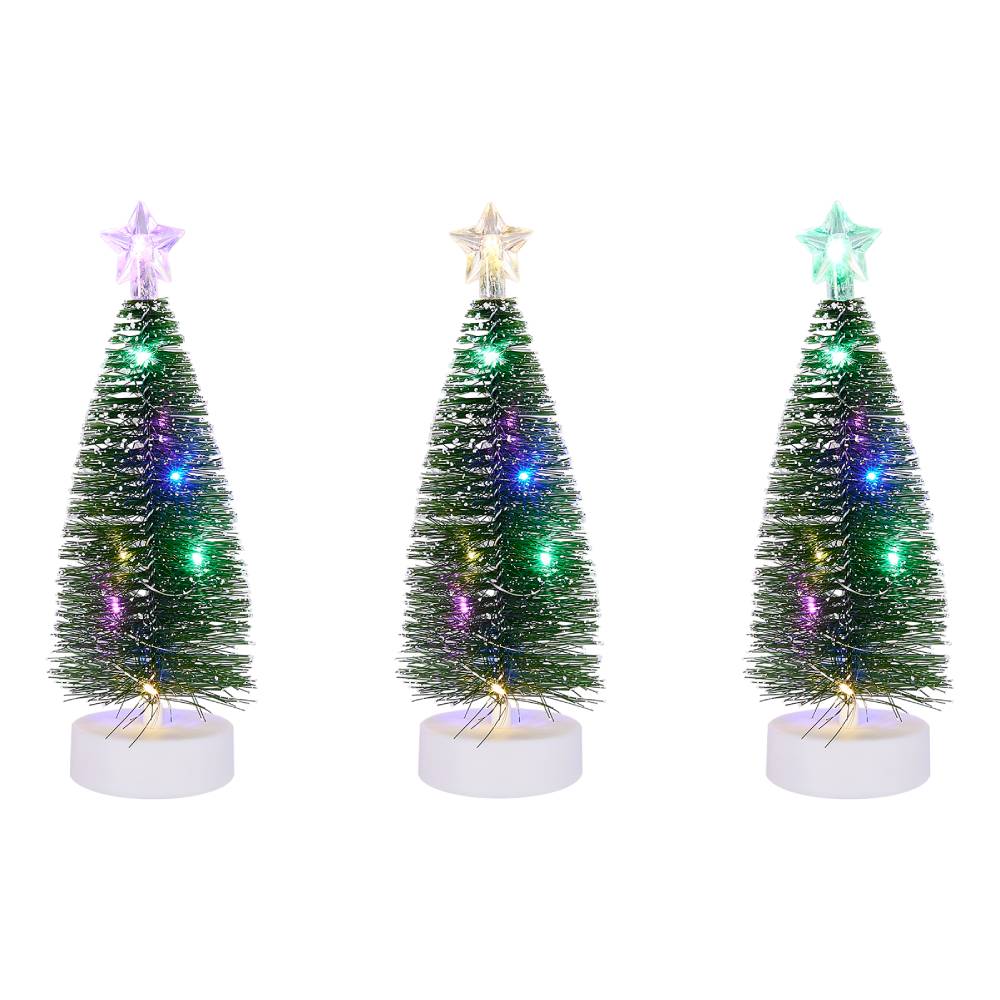 3pcs Mini Christmas Tree Set With Led Lights