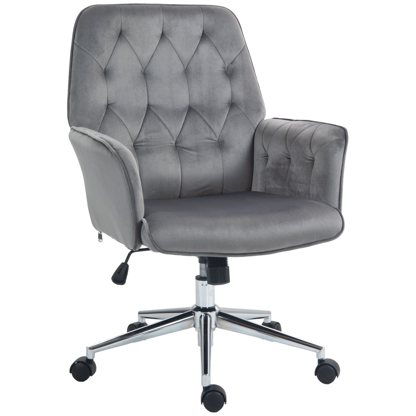 Tufted Swivel Computer Chair W/ Arm | Dark Gray