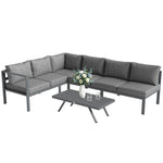 Outsunny Patio Furniture Set Adjustable Backrest L-shaped Dark Grey