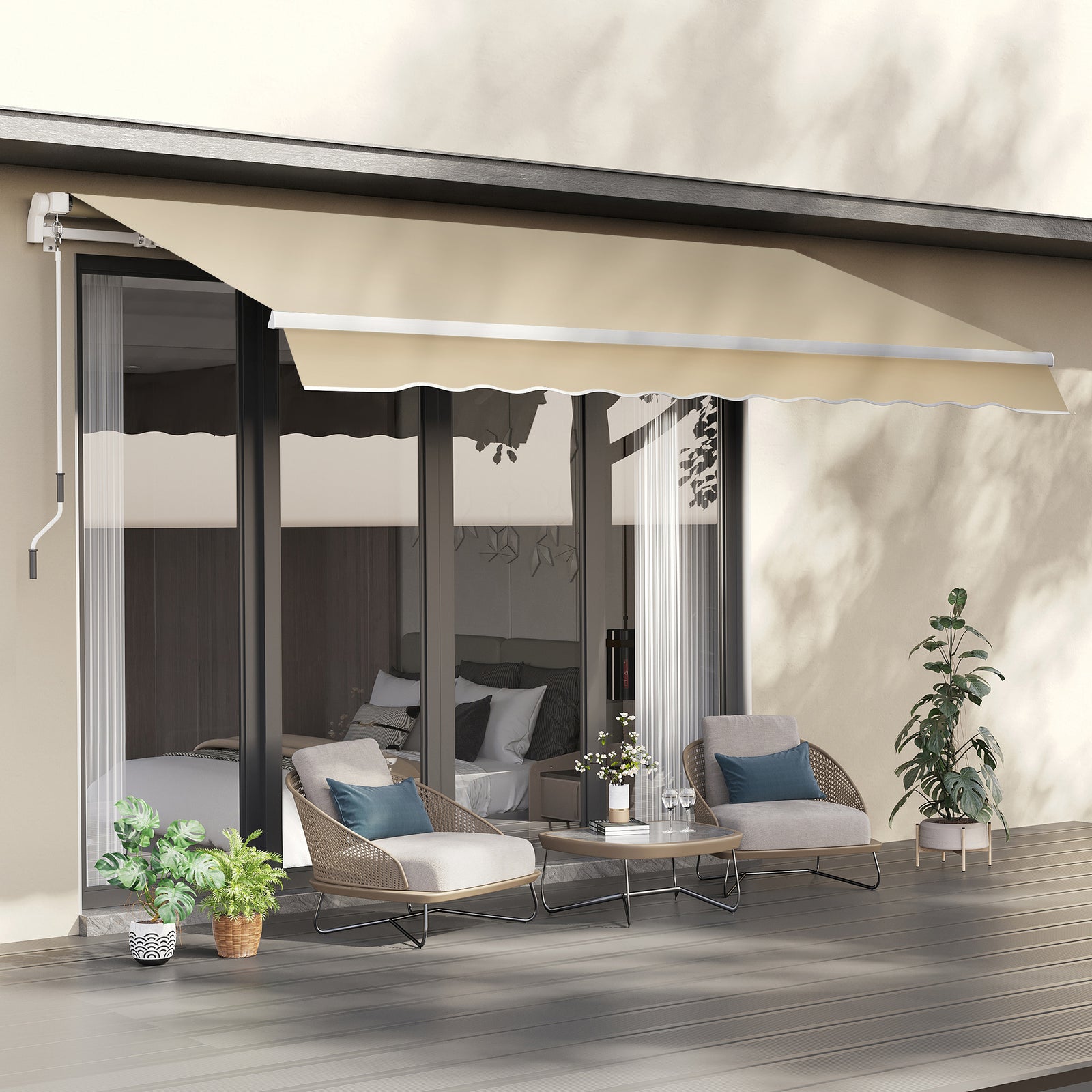 3.5x2.5m Manual Awning, Window/door, Retractable | Beige