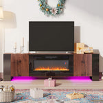 36-inch Recessed Electric Fireplace Tv Stand With Remote Control, 12 Flame Colors & 5 Brightness Levels | Walnut