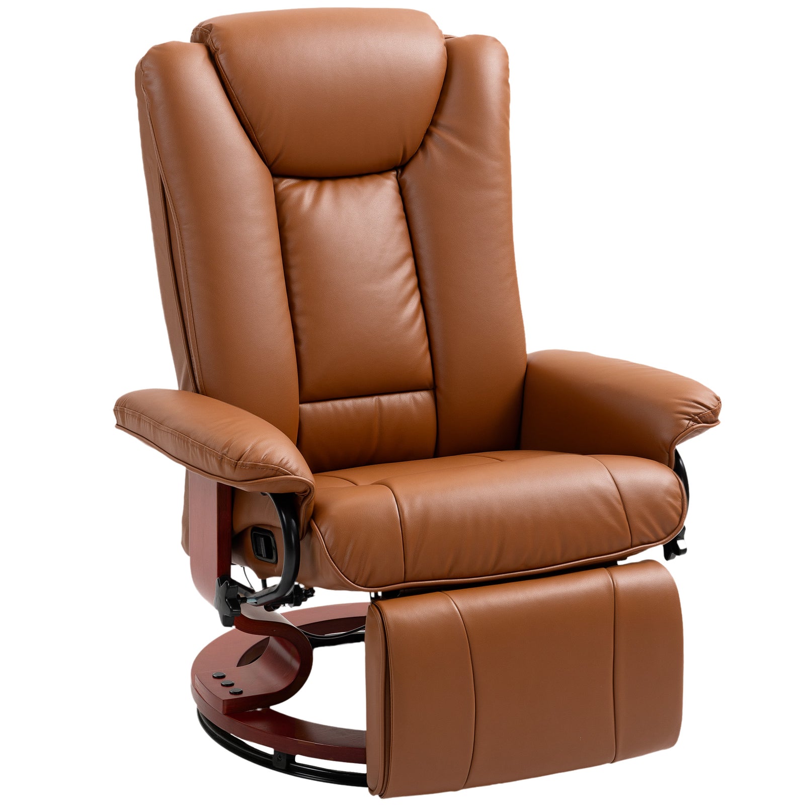 Pu Leather Reclining Armchair With Footrest For Living Room | One Size | Brown