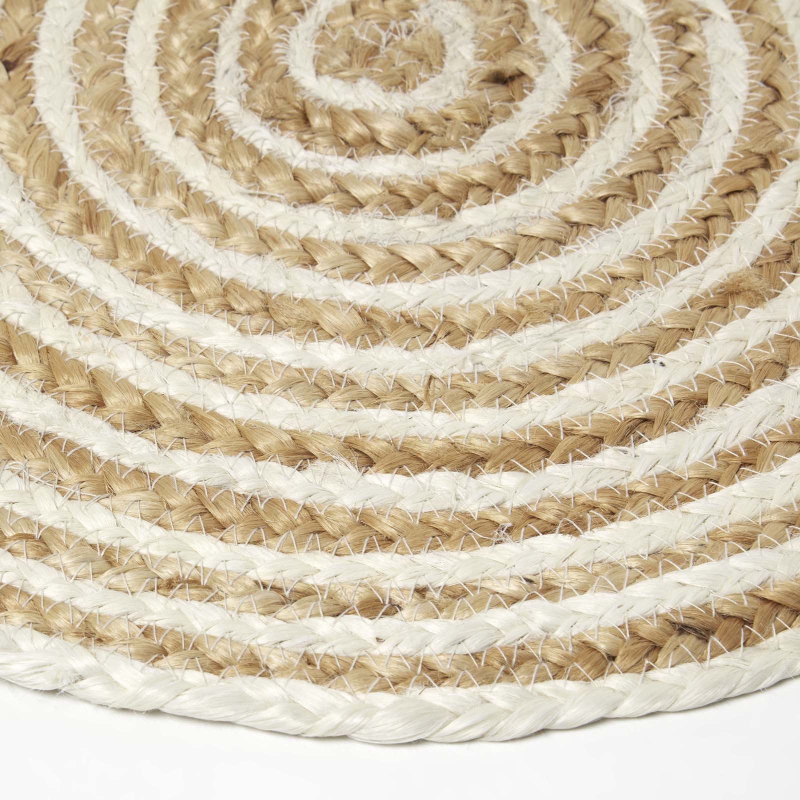 Natural & Cream Spiral Jute Handwoven Round Placemats Set Of 4