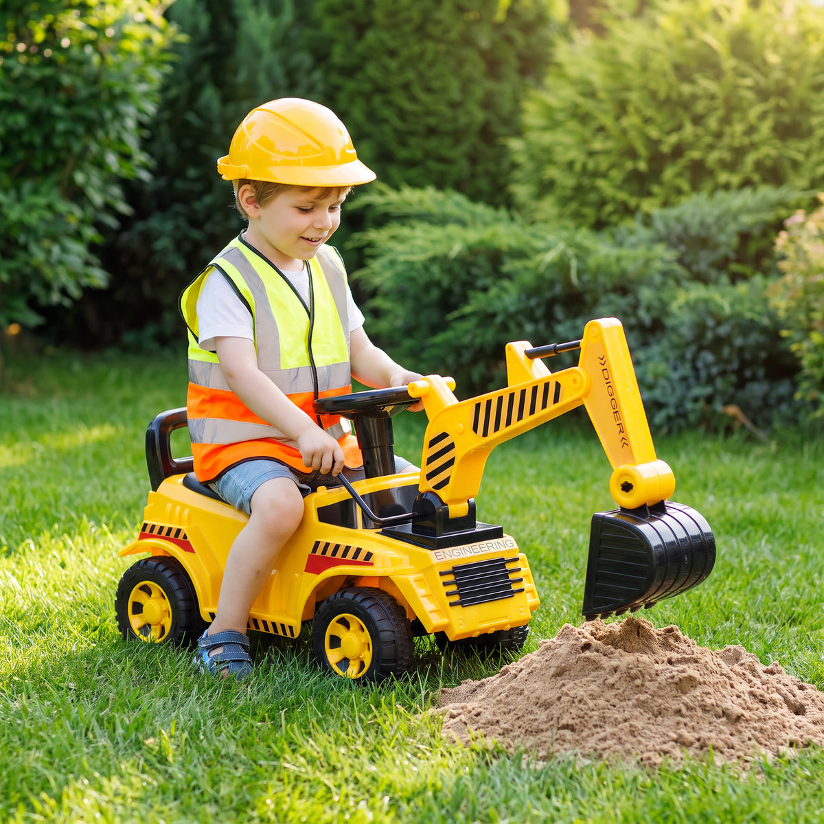 Kids Ride On Digger, Toddler Construction Toy Car For 1-4 Years Old