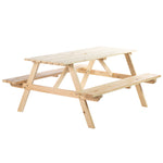 4-seater Garden Wooden Picnic Table With Parasol Hole