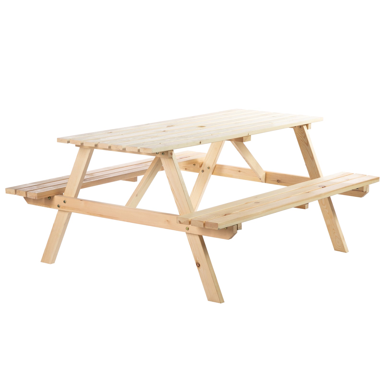 4-seater Garden Wooden Picnic Table With Parasol Hole