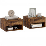 HOMCOM Floating Nightstands Set Of 2, Bedside Table W/ Drawer And Open Shelf