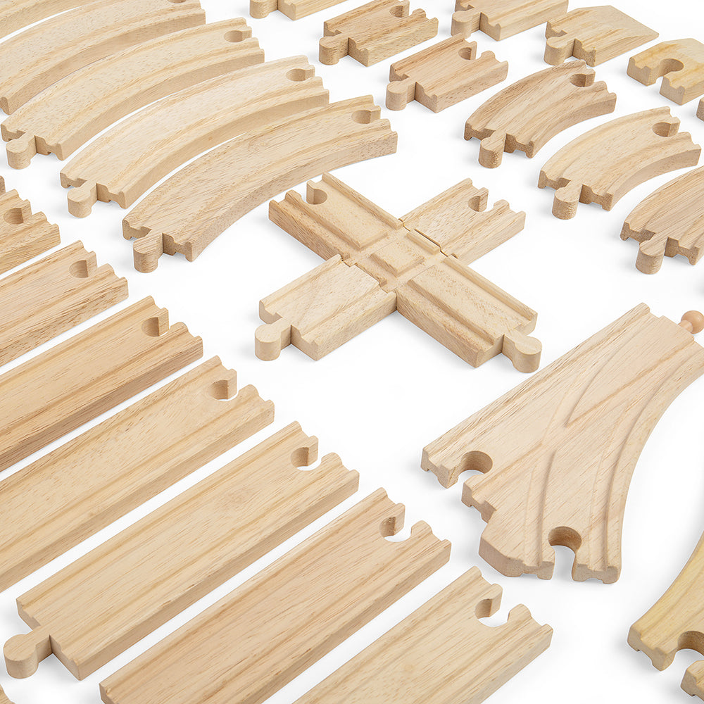Bigjigs Toys 49 Piece Track Bundle for Wooden Train Sets