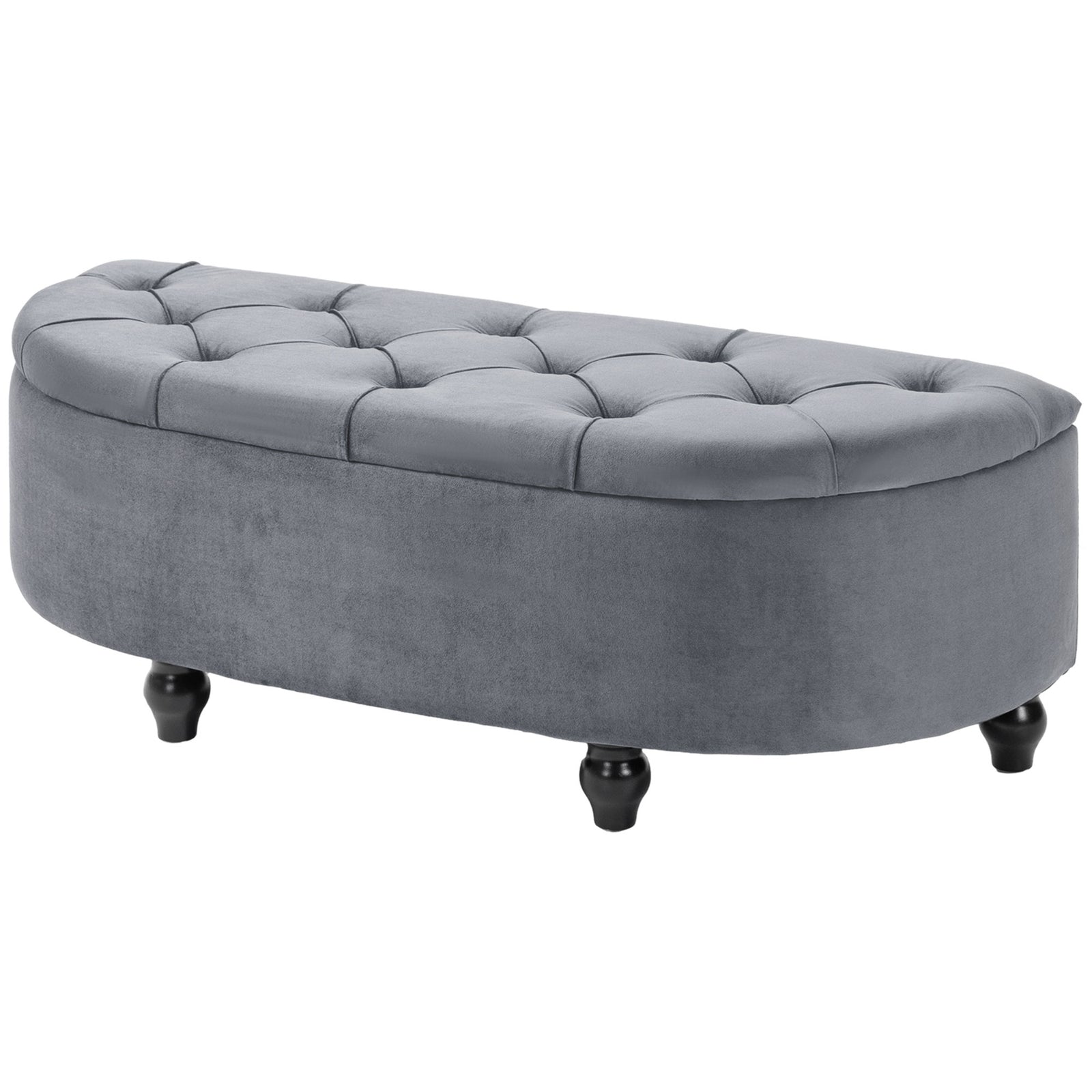 Semi-circle Bed End Bench Ottoman With Storage | Dark Gray