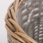 Wicker Round Antique Wash Planter | Large