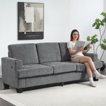 3 Seater Sofa, Fabric Sofa With Usb Ports And Cup Holders | Grey