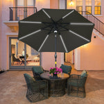 2.7m Parasol W/ Led Solar Light & Angled Canopy
