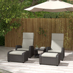 5 Pcs Rattan Garden Furniture Set W/ Reclining Chairs, Table | Brown