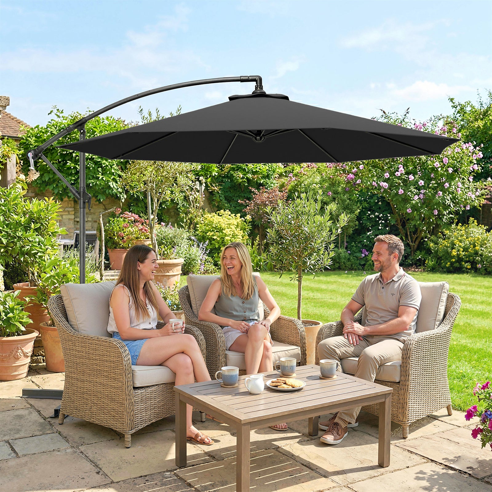3(m) Banana Parasol Cantilever Umbrella Garden | Black