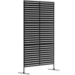 Outsunny Outdoor Privacy Screen, Freestanding Outdoor Divider, Striped Black