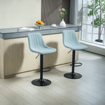 Bar Stools Set Of 2 Adjustable Swivel With Backrest | One Size | Light Blue